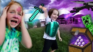 ADLEY amp NiKO play MiNECRAFT in Real Life Saving Nikos 5th Birthday Party from an Ender Dragon irl [upl. by Ehtnax794]