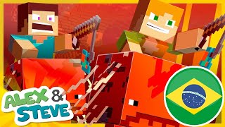 🏆 NOOB VS PRO CORRIDA NO NETHER MINECRAFT ANIMACAO A VIDA DE ALEX E STEVE [upl. by Fanchette]