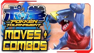 Pokken Tournament  ALL Garchomp Moves amp Combos Gameplay Walkthrough [upl. by Janetta]