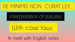 DE MINIMIS NON CURAT LEX IN TAMILINTERPRETATION OF STATUTES WITH CASE LAWLEGAL MAXIM [upl. by Anat]