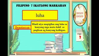 Filipino 7 Quarter 3 Week 31 Kahulugan ng mga Salita sa Paraang Denotasyon Konotasyon atbp [upl. by Perzan470]