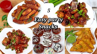 5 Easy Party Snacks  Easy Starters  Party appetizer  snack ideas  Easy and quick party recipes [upl. by Ylsew]