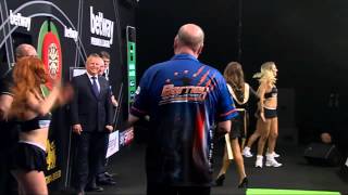 Raymond van Barneveld WalkOn  Premier League 2015 on 16 April in Aberdeen [upl. by Airretnahs]