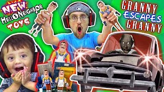 GRANNY gives HELLO NEIGHBOR TOYS to FGTEEV amp She plays GRANNY 2 Car Escape Ending [upl. by Herring]