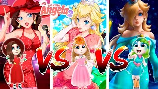 Princess Peach vs Princess Rosalina vs Princess Daisy My talking Angela peach rosalina daisy my [upl. by Thynne]