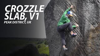 Peak District UK Stanage Edge Bouldering  Crozzle Slab V1 [upl. by Yeorgi]