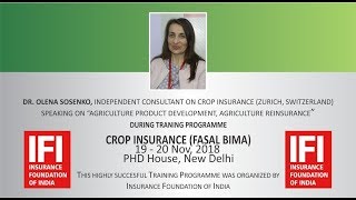 Agriculture Product Development amp Agriculture Reinsurance by Dr Olena Sosenko Switzerland [upl. by Marras]