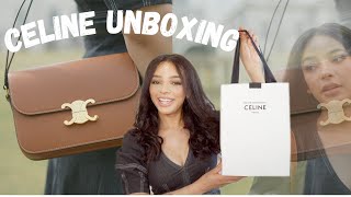 CELINE Triomphe unboxing  natural tan [upl. by Annayd]