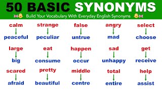 50 Basic Synonym Words in Everyday English [upl. by Arac670]