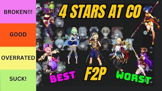 GENSHIN IMPACT ULTIMATE 50 F2P Tier List C0 4 Stars Only [upl. by Annoled]