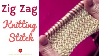 Zig Zag Stitch  Herringbone Knitting Stitch [upl. by Airrehs]