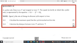 NOVEMBER 2024 MATHEMATICS PAPER 1  Optimisation Maximum speed distance between Towns  GRADE 12 [upl. by Apfelstadt875]