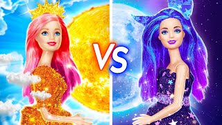 DAY vs NIGHT DOLL MAKEOVER  One Colored Makeover Challenge by 123 GO [upl. by Yonita928]