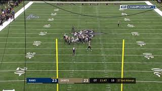 Greg Zuerlein Kicks Game Winning 57 Yard FG to Send Rams to the Super Bowl [upl. by Kcin]