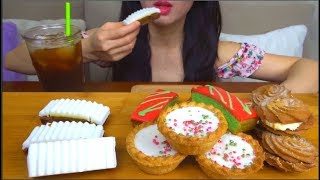 ASMR DESSERT CAKES  JAM TARTS  ICED COFFEE  EATING SOUNDS  NO TALKING [upl. by Dorolisa]