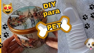 DIY PARA PET  Como fazer pote para guardar ração do seu pet  Artesanato com reciclagem 🐱🐶 [upl. by Anivol]