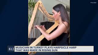 Woman plays Harpsicle Harp made in Rising Sun [upl. by Ewell545]