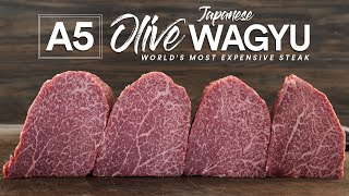 Japanese A5 Olive Wagyu Steaks Once in a lifetime experience [upl. by Kcirej]