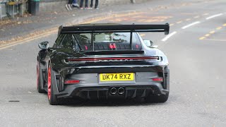 Supercars in Alderley Edge 2024 CLK DTM GT3 RS 765LT Dino 246 Spyder RS Purosangue x2 296… [upl. by Mandle]