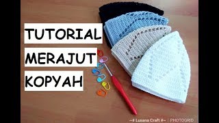 Tutorial Kopiah Rajut  Motif Daun  Subtitle Available [upl. by Llenram5]