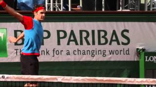 Roland Garros 2014 Federer Wawrinka Practice [upl. by Pattani75]