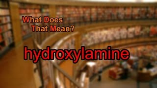 What does hydroxylamine mean [upl. by Nie]