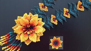 Çiçekli Huichol Kolye Yapımı Bölüm1  Flower Huichol Necklace Tutorial DIY Episode1 [upl. by Eivlys84]