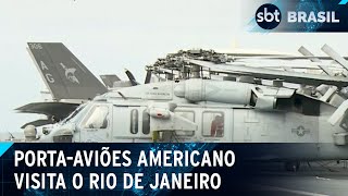 Rio de Janeiro recebe um dos maiores portaaviões do mundo  SBT Brasil 210524 [upl. by Edalb248]