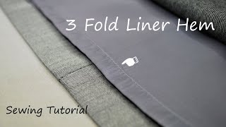 How to sew 3 fold liner hem on a skirt [upl. by Lraep]