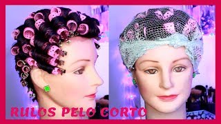 COMO HACER LOS RULOS EN PELO CORTO 🎀 sandranewlook [upl. by Hsan]