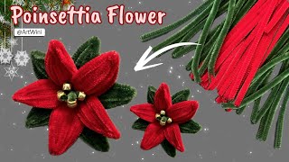 DIY Poinsettia Christmas Flower With Pipe Cleaners ArtWini [upl. by Enalahs]