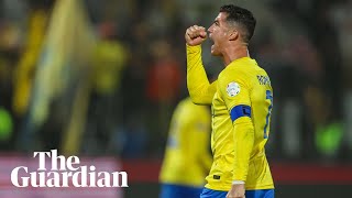 Cristiano Ronaldo makes obscene gesture towards crowd after Messi taunts [upl. by Arinaj]