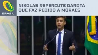 Nikolas Ferreira leva vídeo de menina que pede soltura de pai e avô a Moraes à Câmara [upl. by Llednew]