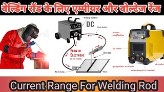 Current Amperage Range for Welding RodSMAW वेल्डिंग रॉड के लिए करेंट रेंज को कितना सेट करें [upl. by Tail]