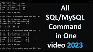 Complete SQL Query in One Video  SQL Tutorial for Beginners Complete MYSQL Query in One Video 2023 [upl. by Naoj]