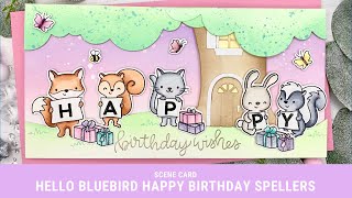 Birthday Spellers  Scene Card with Hello Bluebird and Copic Coloring [upl. by Renny999]