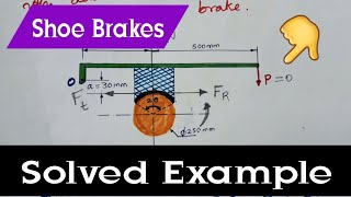 Worked out example problem on Single shoe brake amp Pivoted shoe brake with self locking condition [upl. by Zane]