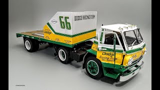 1966 Dodge L700 Semi w Racing Trailer 125 Scale Model Kit Build How To Assemble Paint Decal [upl. by Regdirb]