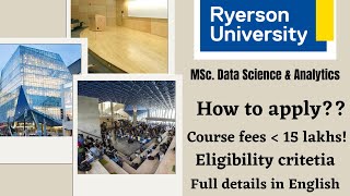 Ryerson University 🇨🇦 MSc Data Science amp Analytics Eligibility Fees👌👌 How to Apply Scholarships [upl. by Fachanan]