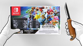 Super Smash Bros Ultimate Nintendo Switch Console Unboxing Limited Edition Bundle [upl. by Marozas806]