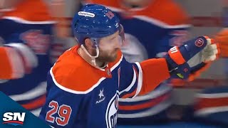 Leon Draisaitl Blasts PowerPlay Goal Off Sweet Connor McDavid Feed [upl. by Killarney]