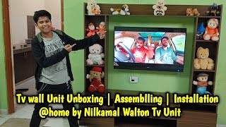 Nilkamal TV Stand Wall Unit For 43 inches  Unboxing  Assemblling  Installation  Walton Tv unit [upl. by Neellek]