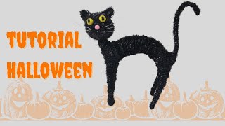 Gato erizado con limpiapas tutorial haloweenpipecleaner [upl. by Omolhs970]