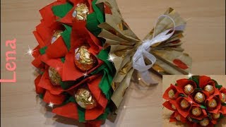 Ferrero Rocher Strauß basteln Geschenk Idee💐 Ferrero Rocher Bouquet DIY💐Букет из конфет ферреро роше [upl. by Ahsauqal]