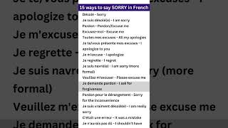 15 ways to say SORRY in French A1A2 level frenchforbeginners frenchvocabulary frenchphrases [upl. by Arvin]