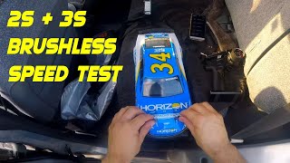 Losi Nascar 112 34 2S and 3S Brushless speed test [upl. by Ahsemot]