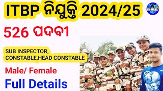 ITBP Recruitment 2024 Post 526 Full Details FM Manoj [upl. by Alekehs]