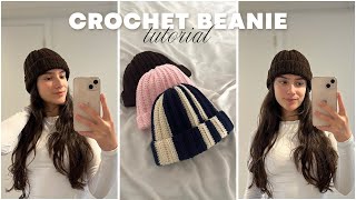 Easy Crochet Beanie Tutorial  Beginner Friendly [upl. by Froemming]