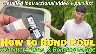 How to Install a skimmer bonding plate How to bond above ground pool equipment skimmer pump motor [upl. by Maridel78]