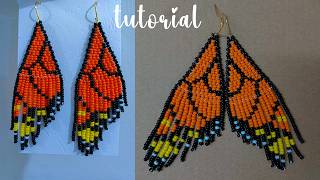 Butterfly wings fringe earrings tutorial Fringe beaded earrings tutorial [upl. by Malorie495]